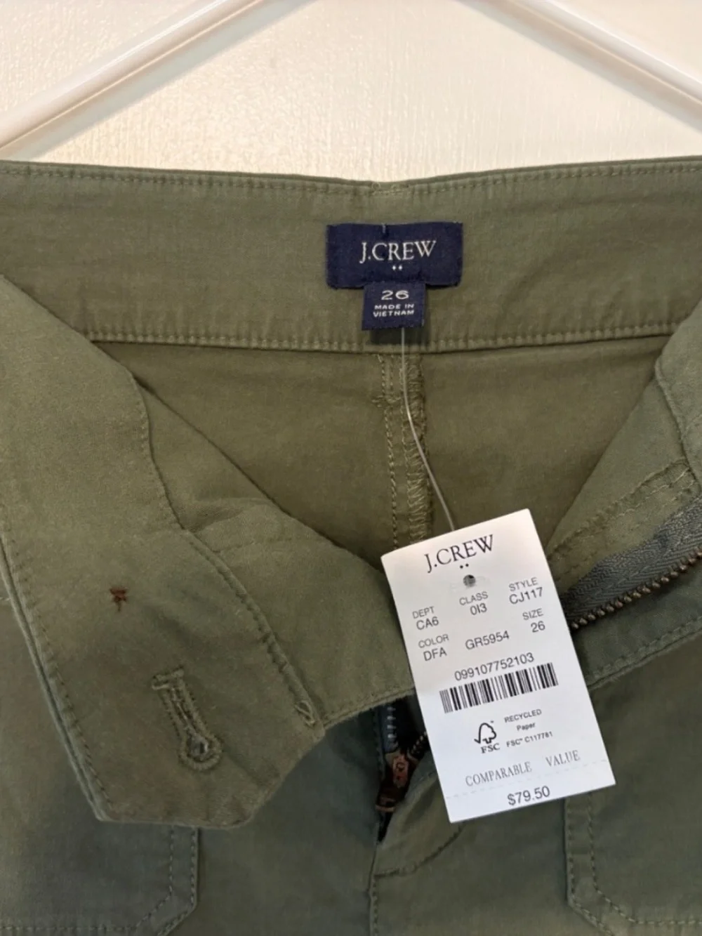J. Crew Women's Linen-Blend Lizzie Patch-Pocket Shorts Size 26 Army Green NWT